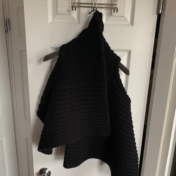 ANN DEMEULEMEESTER • Asymmetric Black Wool Ribbed Fisherman Sweater Vest FR 40 M - Picture 12 of 15